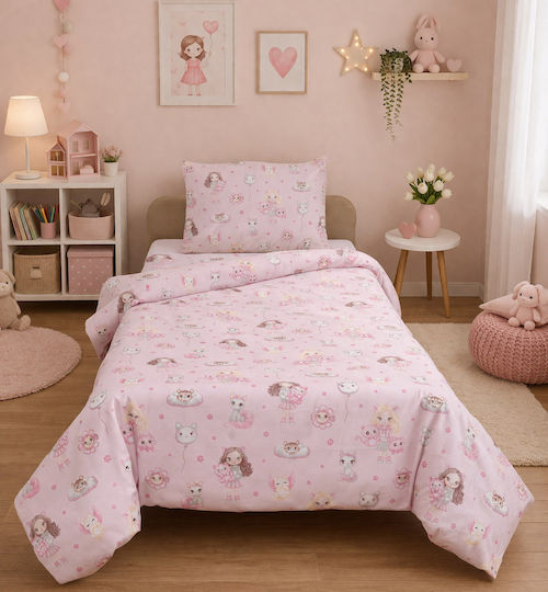Viopros Set Baby Cradle Cotton Sheets Pink 80x100cm 2 Pieces