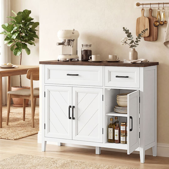 Floor Cabinet White 110x35x80.5cm