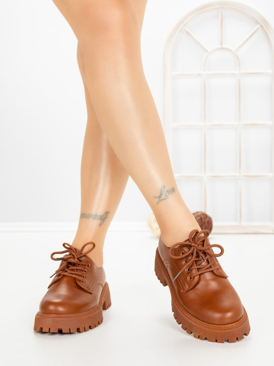 Leder Damen Oxfords in Braun Farbe