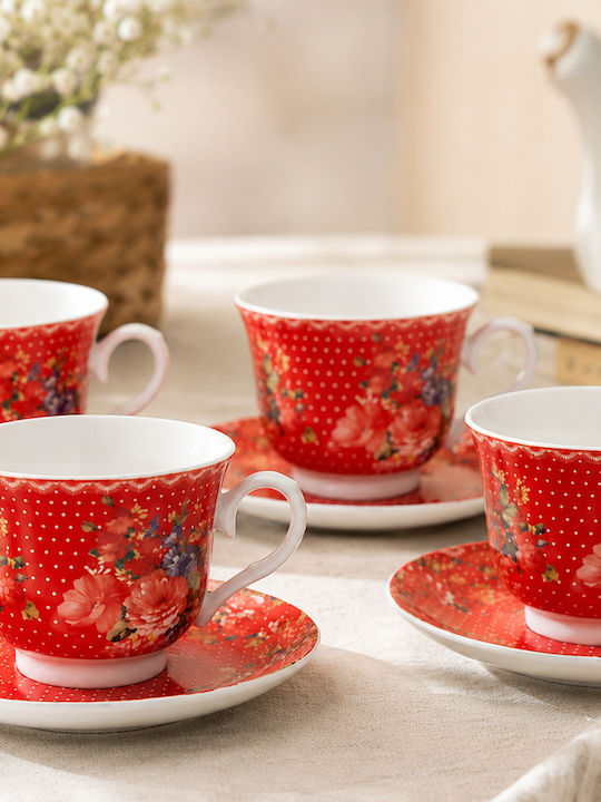 Set Cesti De Ceai Din Porțelan Roșii 120ml 4 Bucăți