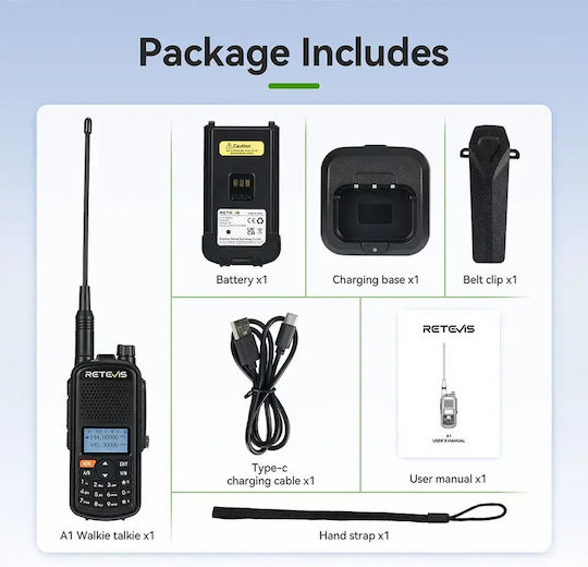 Retevis A61 CB- und Zwei-Wege-Funkgerät UHF/VHF 5W mit Monochrom-Display