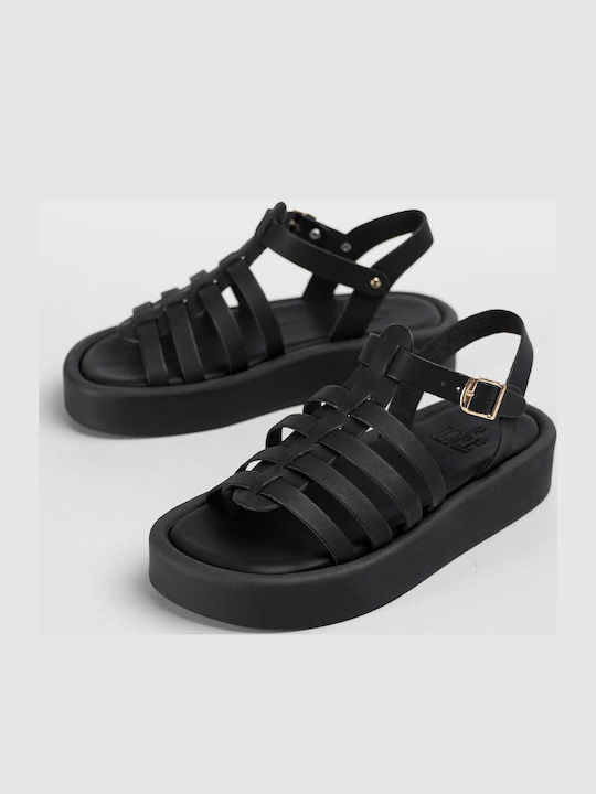 Women's Flat Sandals Gladiator Flatforms Black