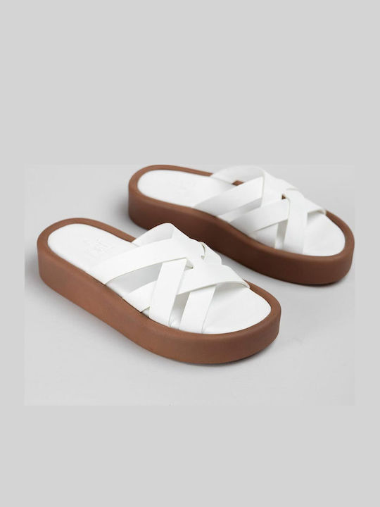 Women's Flat Sandals Flatforms White
