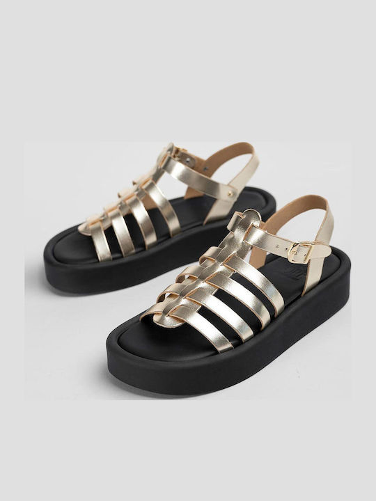 Women's Flat Sandals Gladiator Flatforms Gold