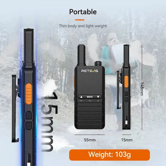 Retevis B63b Mini Ultra Slim Walkie Talkie Pmr446 Usb-c Vox Set 2 Stücke