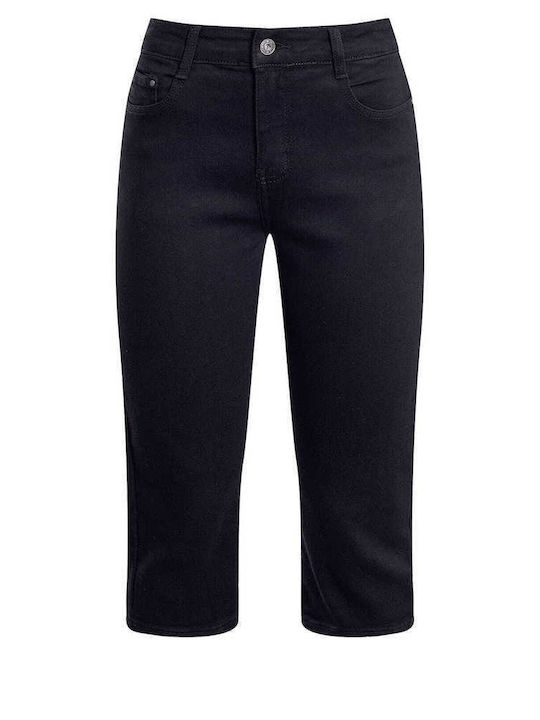 Celestino Damen Jeans Capri Einfarbig Slim Fit Schwarz