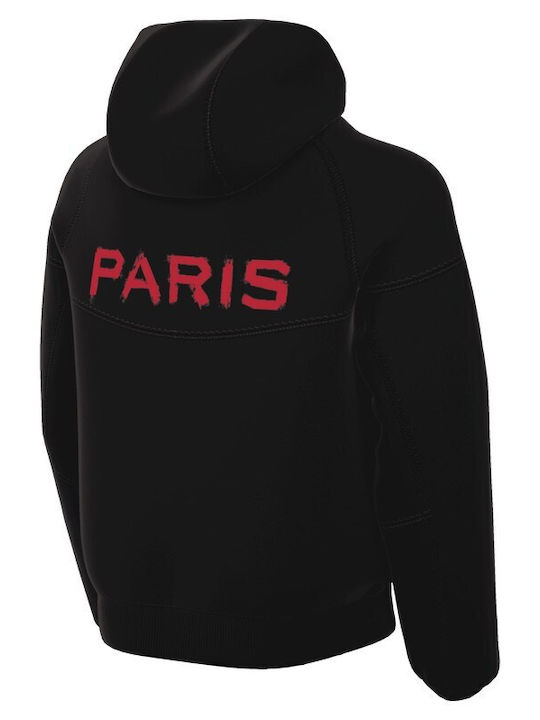 Fleece Παιδικό Φούτερ με Κουκούλα και Τσέπες Μαύρο Paris Saint-germain Tech