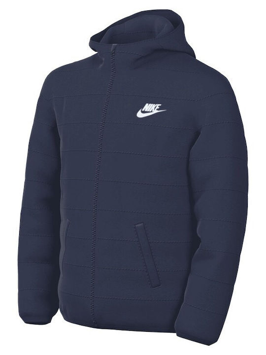 Kids Sports Short Hooded Blue Jacket