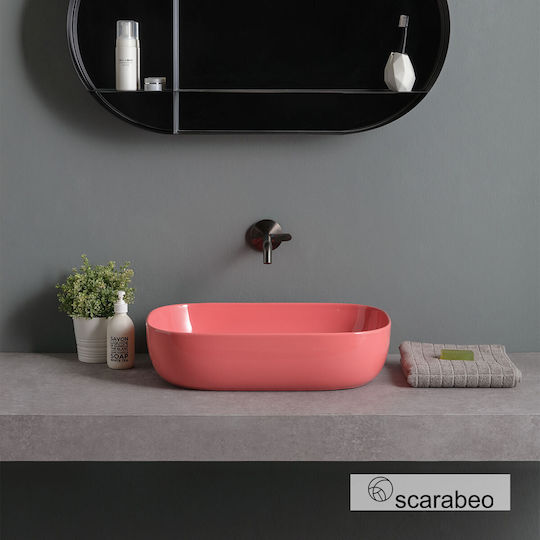 Scarabeo Επικαθήμενος Νιπτήρας Πορσελάνης 56x39cm Peach Glossy