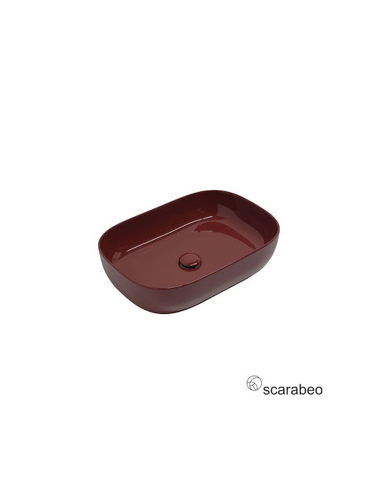 Scarabeo Countertop Sink Porcelain 56x39cm Cherry Glossy