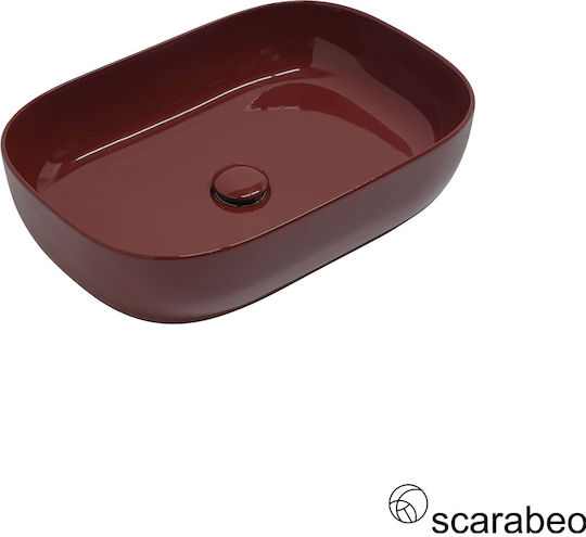 Scarabeo Επικαθήμενος Νιπτήρας Πορσελάνης 56x39cm Cherry Glossy