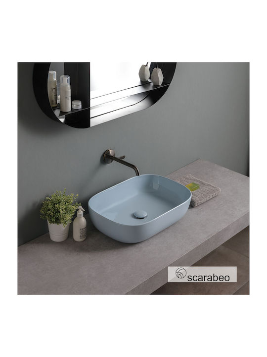 Scarabeo Aufgesetztes Waschbecken Porzellan 56x39cm Glossy