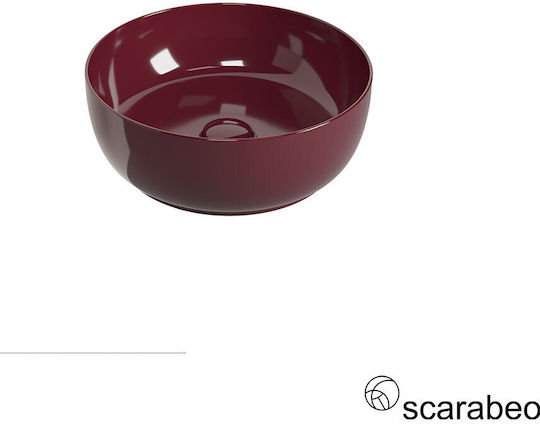 Scarabeo Glam Επικαθήμενος Νιπτήρας Πορσελάνης 39x39cm Cherry Glossy