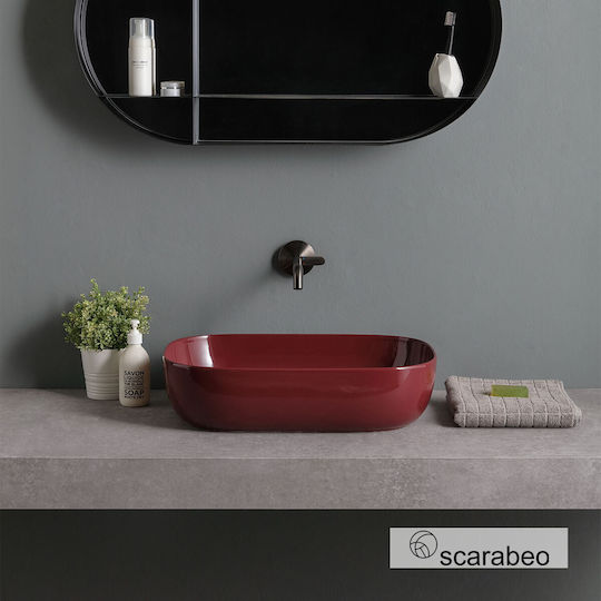 Scarabeo Επικαθήμενος Νιπτήρας Πορσελάνης 56x39cm Cherry Glossy