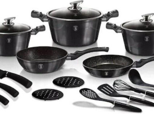Berlinger Haus Metallic Line Σετ Μαγειρικά Σκεύη από Αλουμίνιο Carbon Pro με Επίστρωση από Πέτρα 5 τεμαχιών