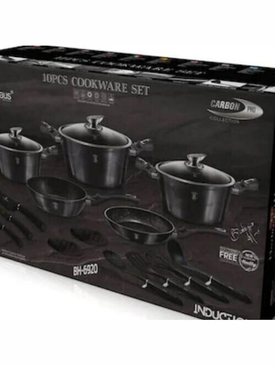 Berlinger Haus Metallic Line Σετ Μαγειρικά Σκεύη από Αλουμίνιο Carbon Pro με Επίστρωση από Πέτρα 5 τεμαχιών