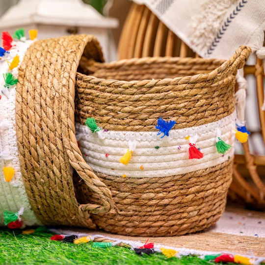 Iliadis Set Decorative Baskets Rattan White 32x29cm 3 Pieces