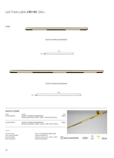VK Lighting LED Γραμμικό Φωτιστικό Οροφής 10W Θερμό Λευκό IP20