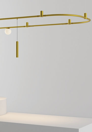 VK Lighting Pendant Ceiling Light Gold LED with Warm White Light Rail