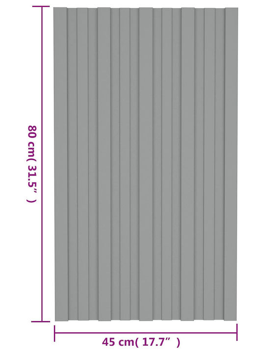 Panou de Acoperiș 36 Buc Gri 80 X 45 Cm Oțel Galvanizat 42047112