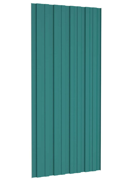 Roof Panel 12 Pcs Green 100 x 45 Cm Galvanized Steel 42047121