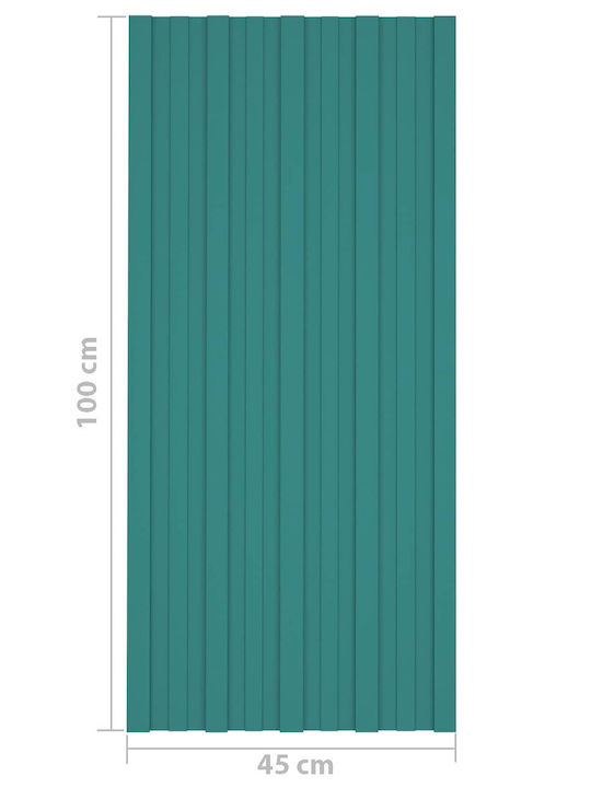 Roof Panel 12 Pcs Green 100 x 45 Cm Galvanized Steel 42047121