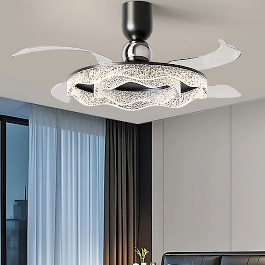 Ceiling Fan with Light Transparent / Silver