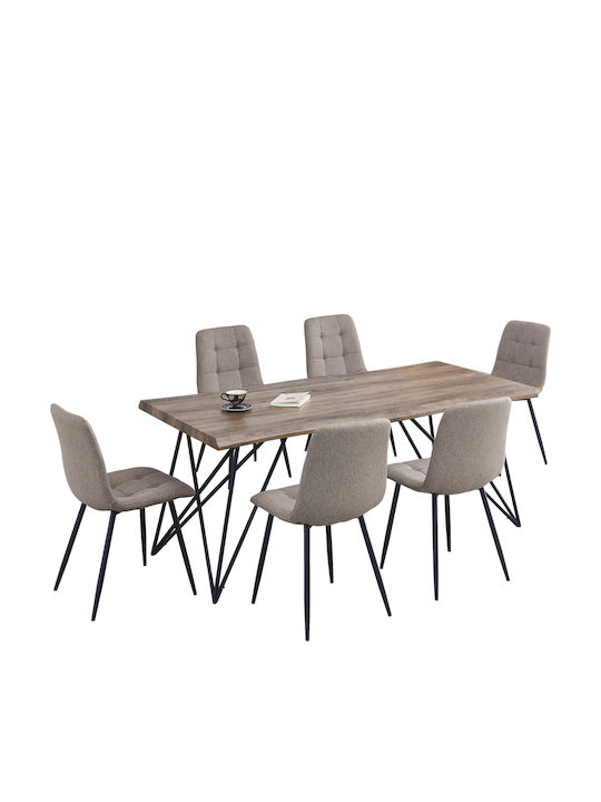Esszimmermöbel-Set mit 6 Stücken 180x90cm