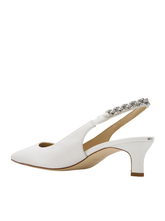 Leder Pumps mit Niedrigem Absatz Weiß