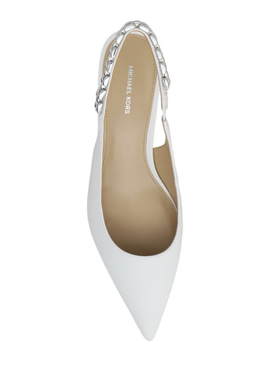 Leder Pumps mit Niedrigem Absatz Weiß