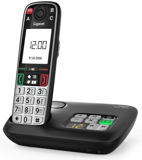 Gigaset Easy 500AM Schnurloses Telefon mit Griechischer Menüsprache Schwarz