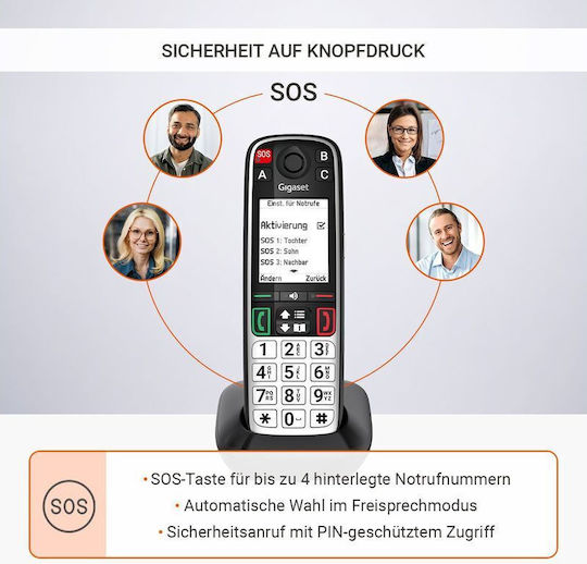 Gigaset Easy 500AM Schnurloses Telefon mit Griechischer Menüsprache Schwarz