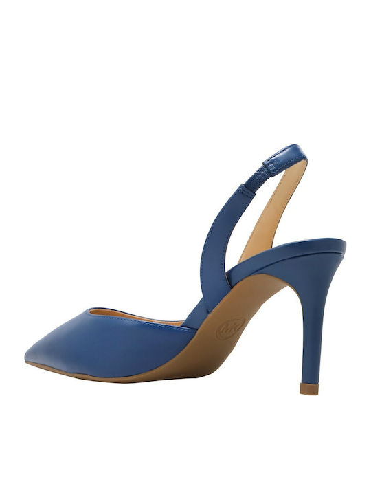 Alina Leather Heels with Mid Heel Blue