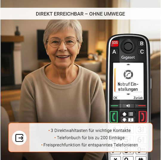 Gigaset Easy 500 Ασύρματο Τηλέφωνο με Ελληνικό Μενού Μαύρο