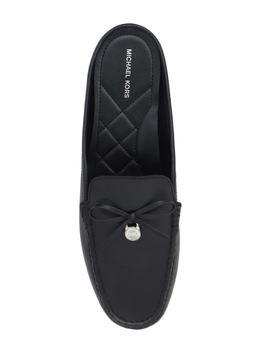 Flat Leder Damen Pantoletten in Schwarz Farbe