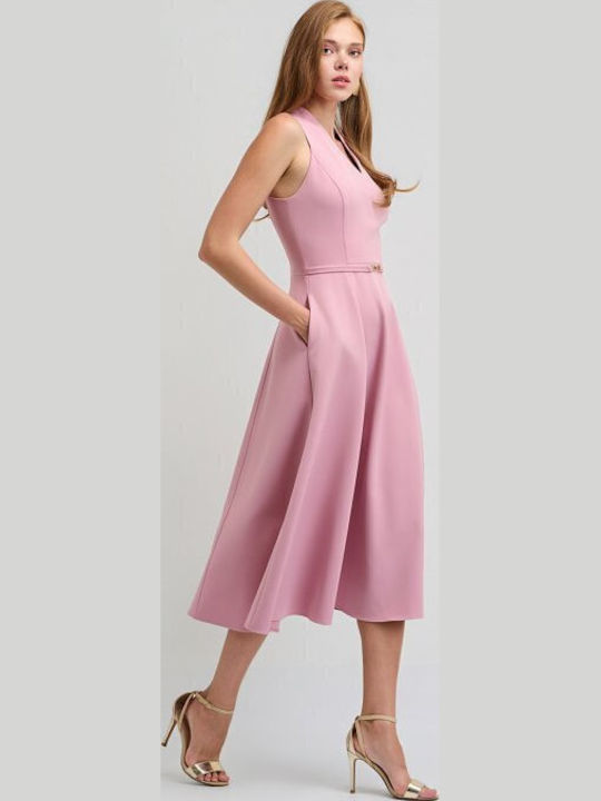 Rochie Midi de Vară pentru Nuntă / Botez Roz