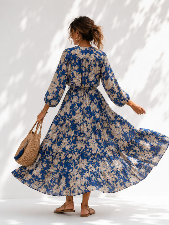 Sommer Maxi Hemdkleid Blau