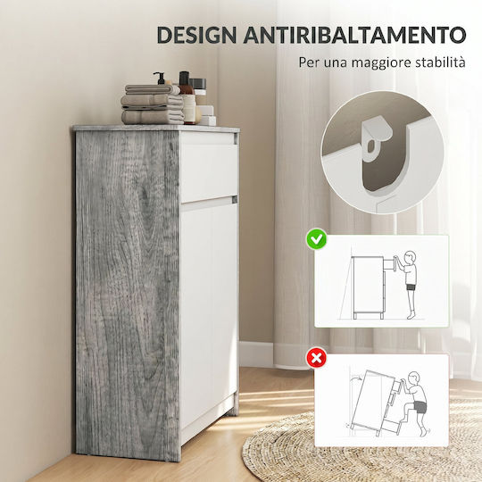 Kleankin Bathroom Cabinet 60x30x90cm Grey