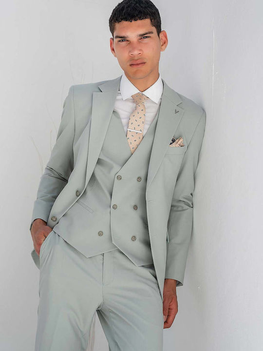 Men's Suit with Vest Slim Fit Mint