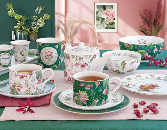 Marva Platou Decorativ Rectangular Din Porțelan Multicolor 35x15x15cm