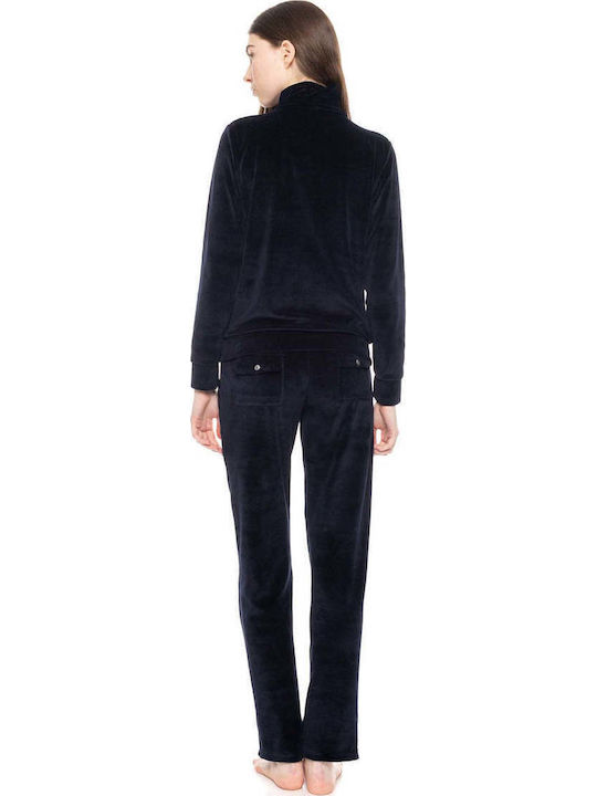 Velvet Blue Sweatpants Set