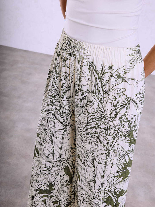 Celestino Damenhose Elastischer Bund Loose Fit Khaki