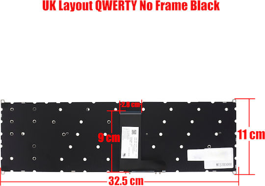 Laptop Keyboard Acer Aspire 5 A515-43 A515-52g Swift 3 Sf315-51 Sf315-52 Sf315-41 A315-57 A315-22 A315-42 Nki15131zr Nki15170bv Sv5t-a72b Uk No Frame Black Code 40708uknofr