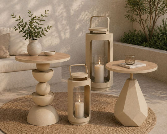 Iliadis Metallic Floortop Lantern Beige 16x16x35cm