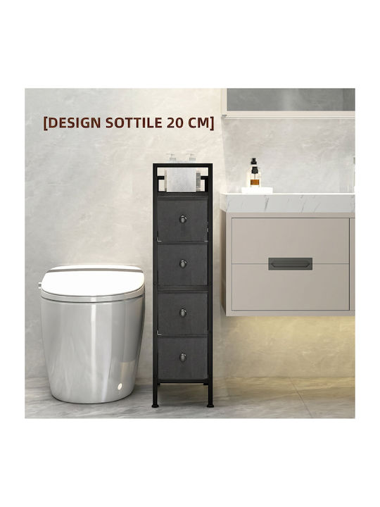 Drawers Storage Steel Frame Fabric with 4 Drawers L20xW43xH81.5cm