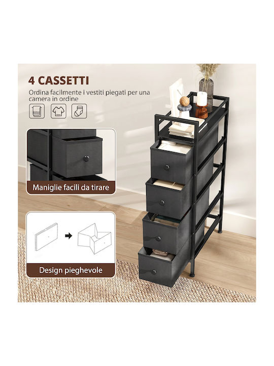 Drawers Storage Steel Frame Fabric with 4 Drawers L20xW43xH81.5cm