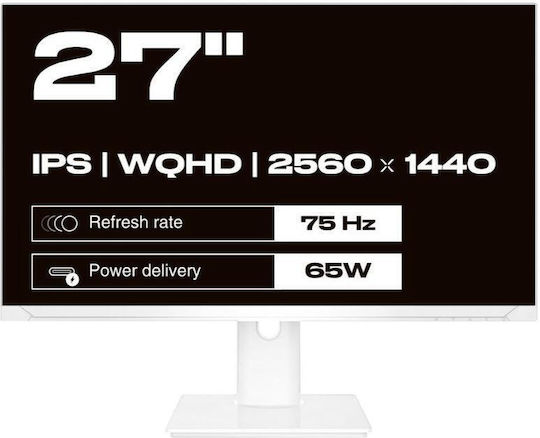 Japannext JN-IPS270WQHD75F IPS Monitor 27" QHD 2560x1440 with Response Time 5ms GTG White