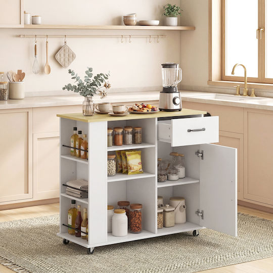 HomCom HomCom Lebensmittelregal Hölzernes Weiß 87x38x96.5cm