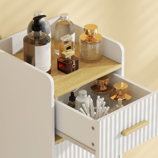 HomCom Badezimmerschrank 32,5x29,5x91cm Eiche