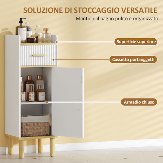HomCom Badezimmerschrank 32,5x29,5x91cm Eiche